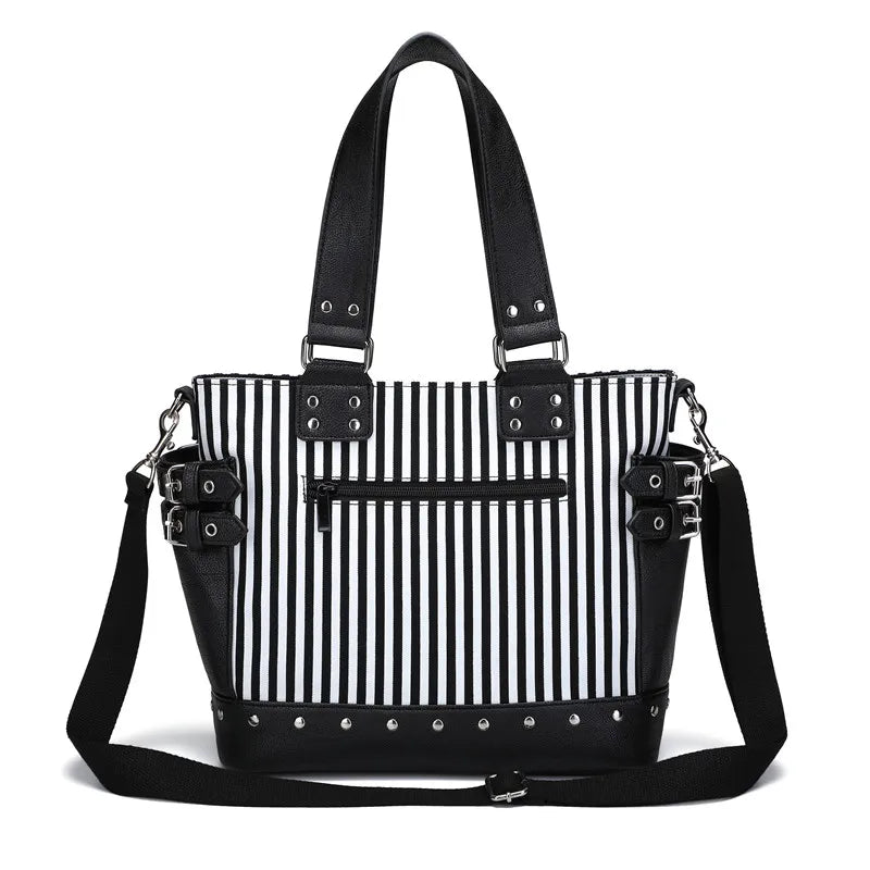 Punk Gothic Luminous Strip Handbag Messenger Shoulder Bag - Women’s Crossbody Canvas Tote