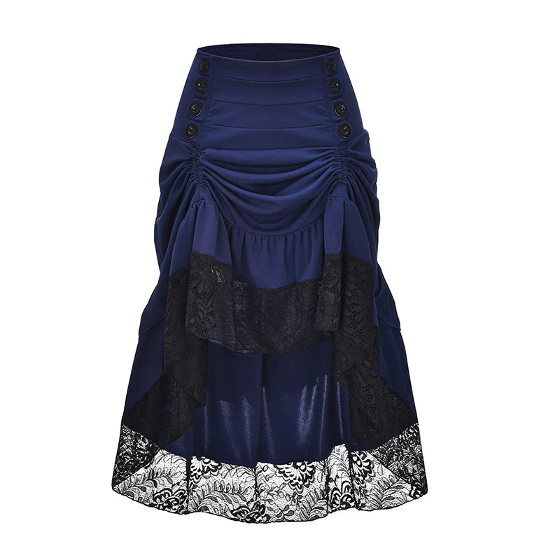 Floral Lace Ruffles Asymmetrical Mermaid Victorian Steampunk Long Gothic Skirt – Women's Plus Size