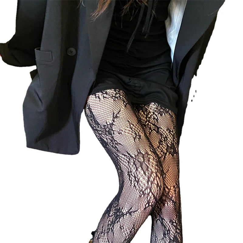 Women's Rattan Sexy Stockings - New Club Party Anti-Snagging Flowers Tights, Fishnet Mesh Pantyhose