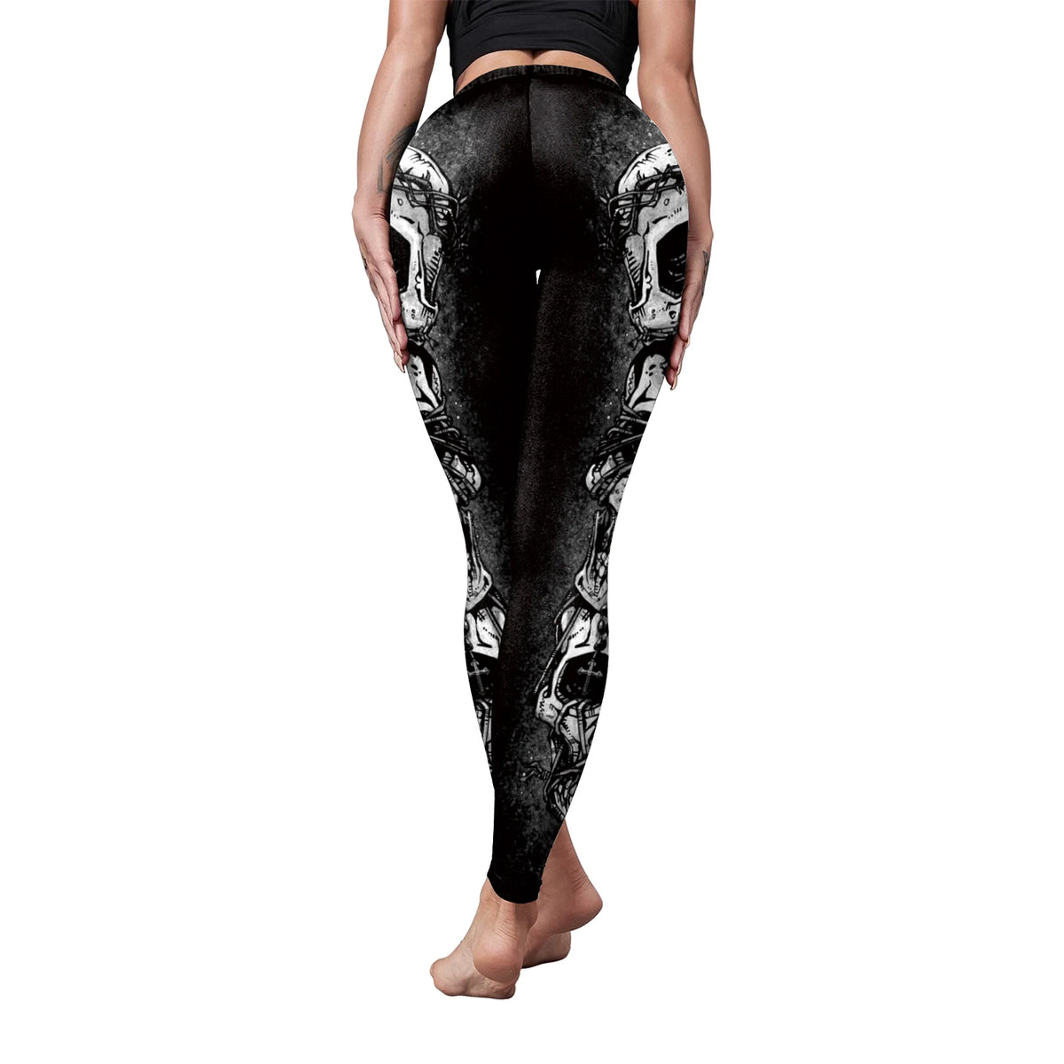 [You're My Secret] 2021 Fashion Machinery Sexy Legging Gothic Satan Skull Printed Black Leegings PUSH UP Workout Fitness Pants