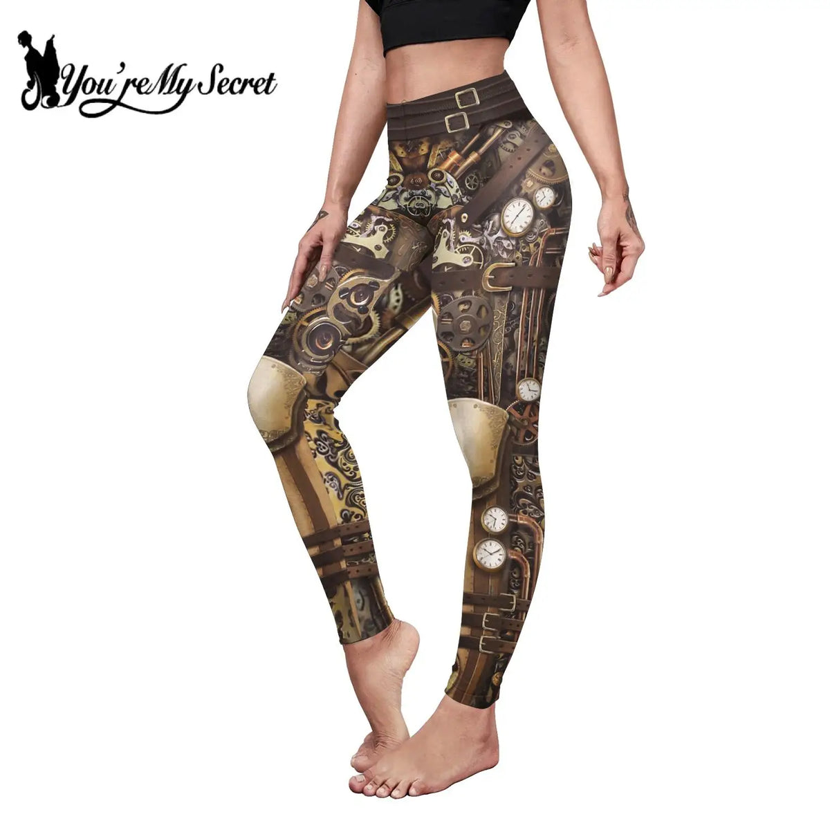 [You're My Secret]Fashion Women Leggings Punk Gear Style Running Yoga Pants High Waist Energy Workout Leggings Trousers