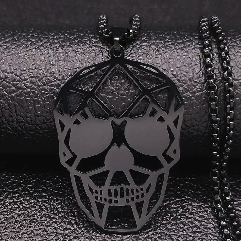 Goth Cool Skull Neck Pendant: Stainless Steel Chain Necklace, a Statement Piece for Hip Hop and Rock Styles, Durable and Stylish Jewelry in acero inoxidable, model N3023S02.