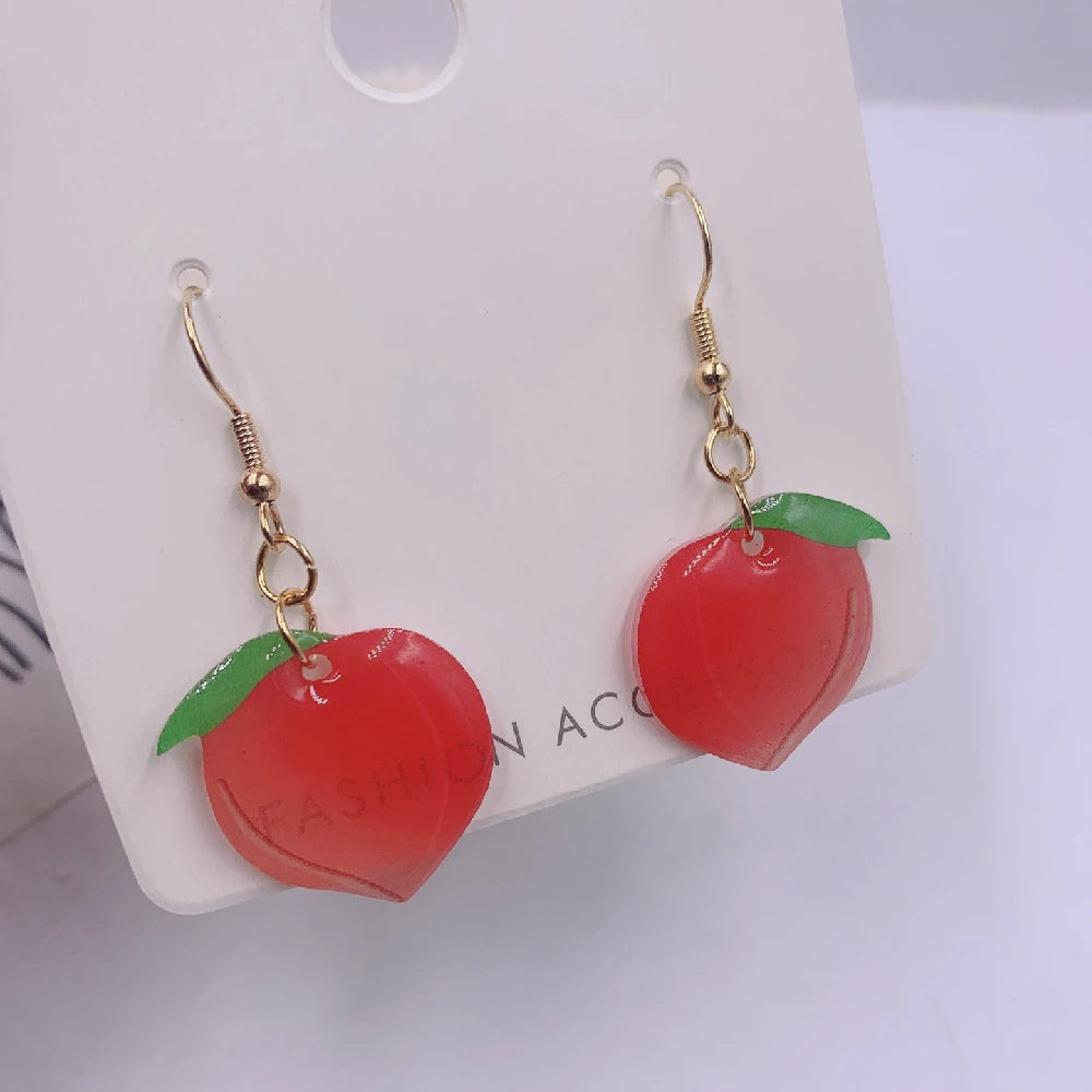 Fashion Asymmetry: Simple Sweet Pink Peach Cute Acrylic Earrings For Women