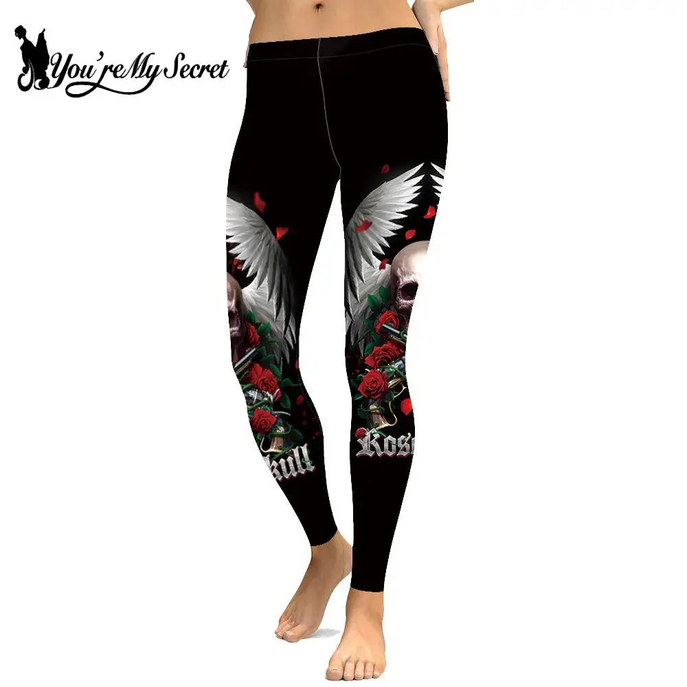 [You're My Secret] Women's Gothic 3D Printed Leggins Pants Fitness Trousers Oversizes Sexy Girl Polyester Walking Leggings Pant