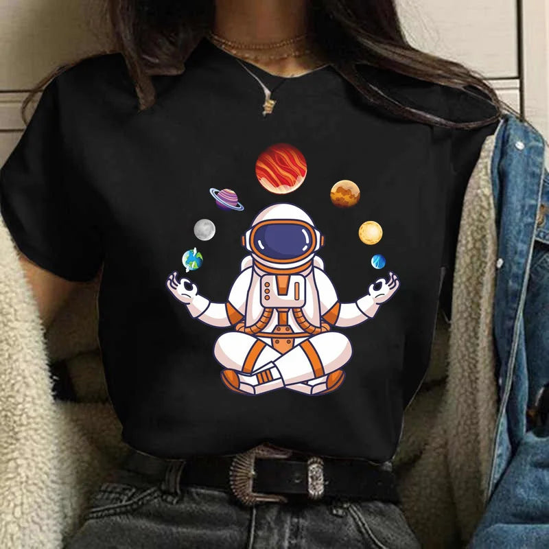 Intergalactic Juggler Round Neck Short Sleeved Graphic Tee Shirt