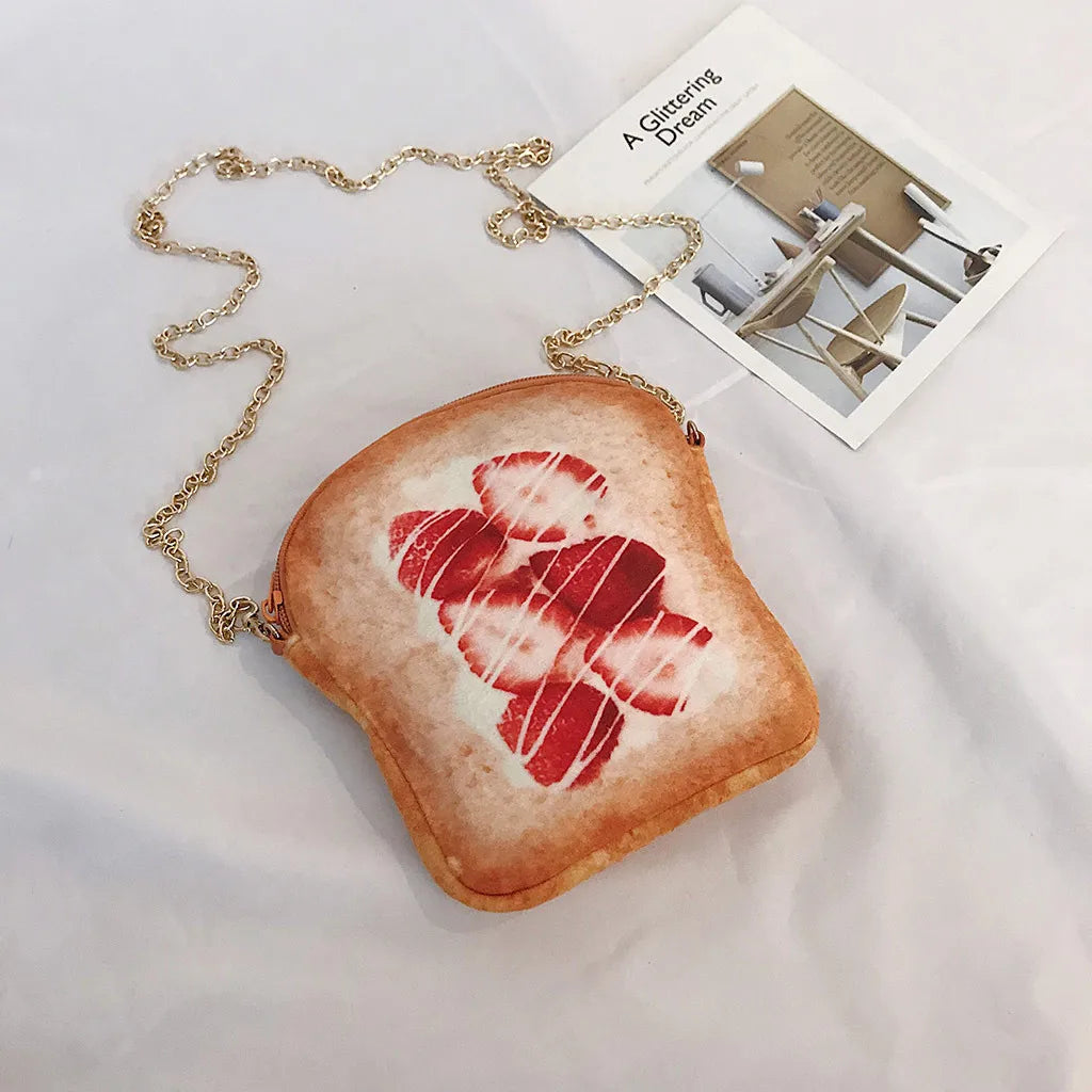 New Small Buttered Bread Handbag - Funny Personality Crossbody Shoulder Bag with Cute Chain, Fashion Diagonal Messenger Bag