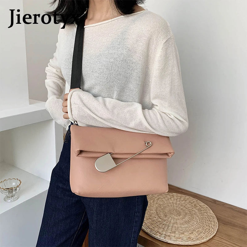 JIEROTYX Women's New Crossbody Bag 2020 – Spring Fashion Square Leather Shoulder Messenger Bag, Huge Clip Design