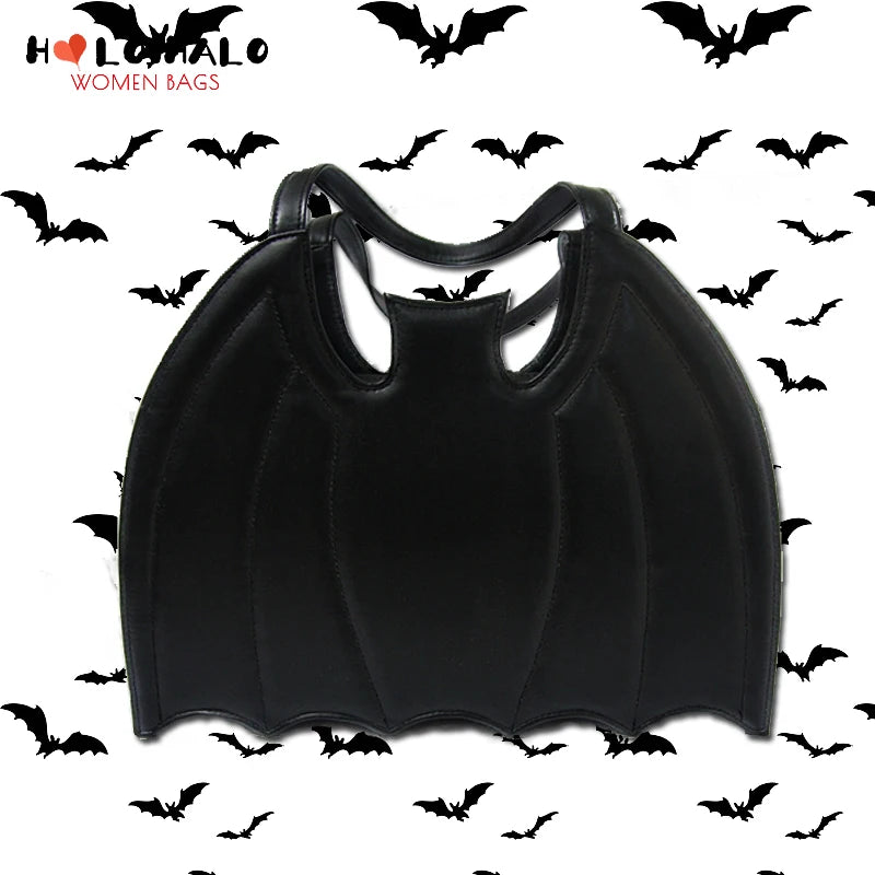 Goth Dark Style Bat Shape Women Handbag and Purse Halloween Party Lolita Girls Black Hand Bags Punk Designer Animal Clutch