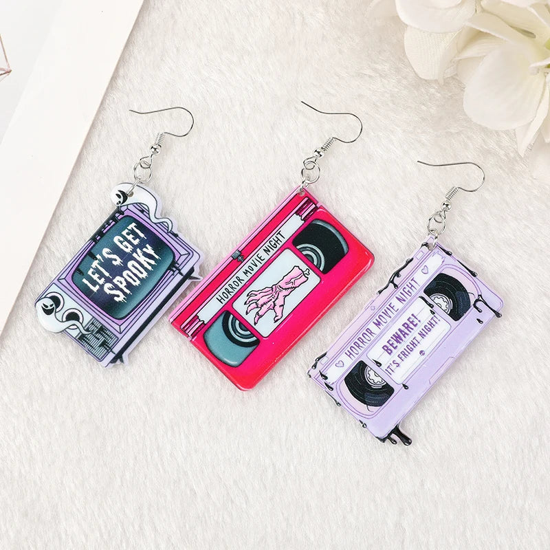 Fashion Pastel Goth Halloween Horror Movie TV Dangle Earrings – Girls' and Women's Birthday Gift, Lovely Jewelry