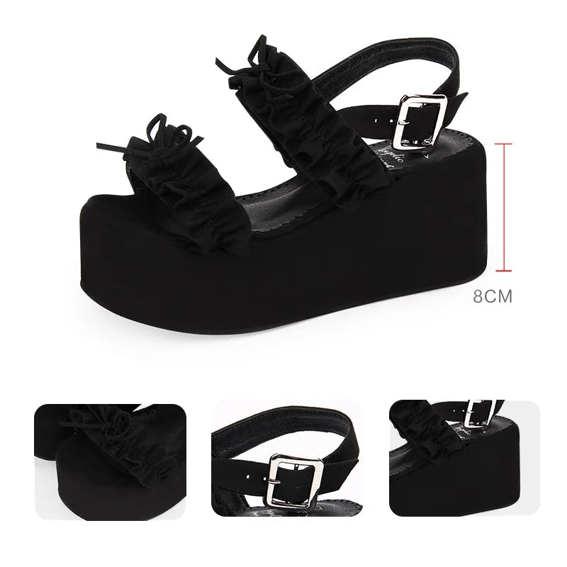 Angelic imprint woman mori girl lolita cosplay shoes lady high heels pumps women princess summer dress party sandals 8cm 33-47