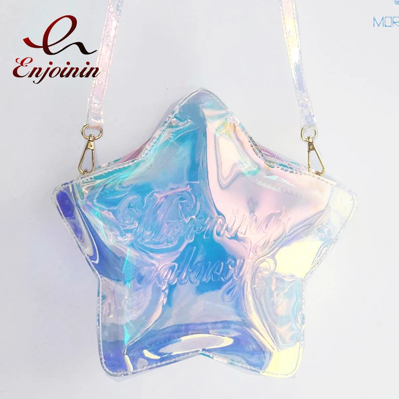 Kawaii Laser Moon and Star Shape Purses and Handbags | Lolita Cloud Shape Clear Cosplay Crossbody Shoulder Bag