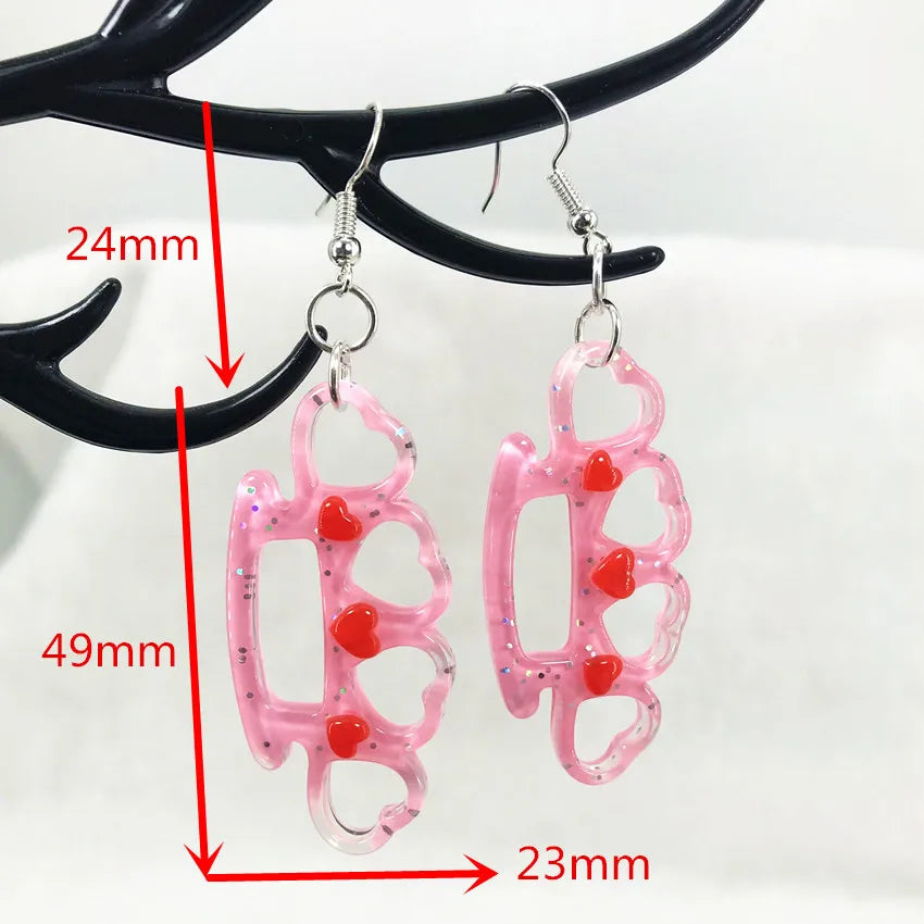 Kawaii Flatback Resin Knuckle Drop Earrings - Multicolor Resin Jewelry for Girls and Women