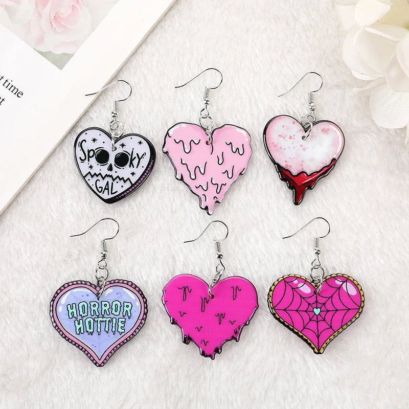 Horror Hottie Heart Halloween-Themed Earrings - Perfect for Women and Girls, Ideal for Halloween and Gifts