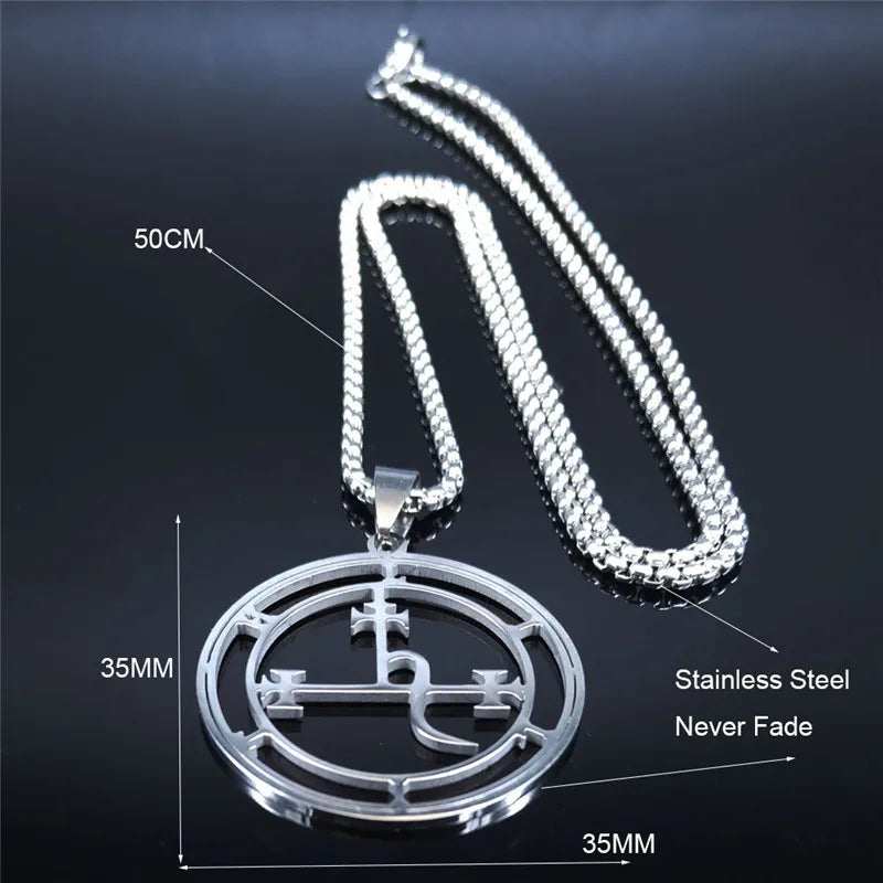 Stainless Steel Demon Seal Necklace Men/Women Silver Color Satan LILITH Necklaces & Pendants Jewery