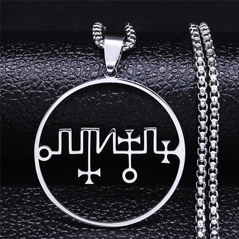 Dagon Sigil Stainless Steel Pendant Necklace - Silver Color Symbol Logo Sign Chain Necklace