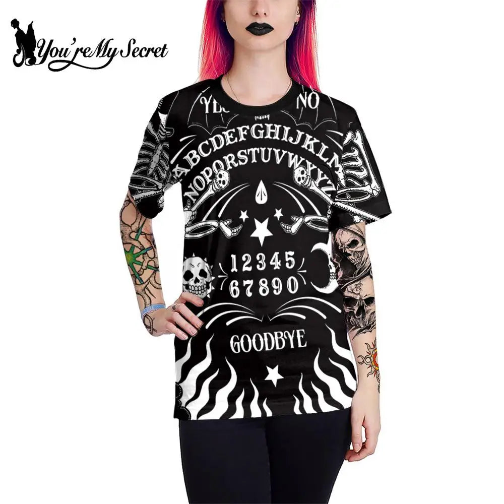 [Youre My Secret] New Fashion Ouija Board Female T-Shirt Witchcraft Tee Gothic Style Black Top Women's Horror Street T-Top XXL