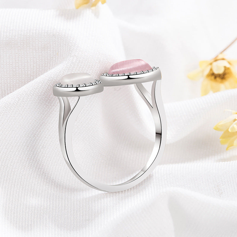 Pink And White Stone Open Fashion Ring