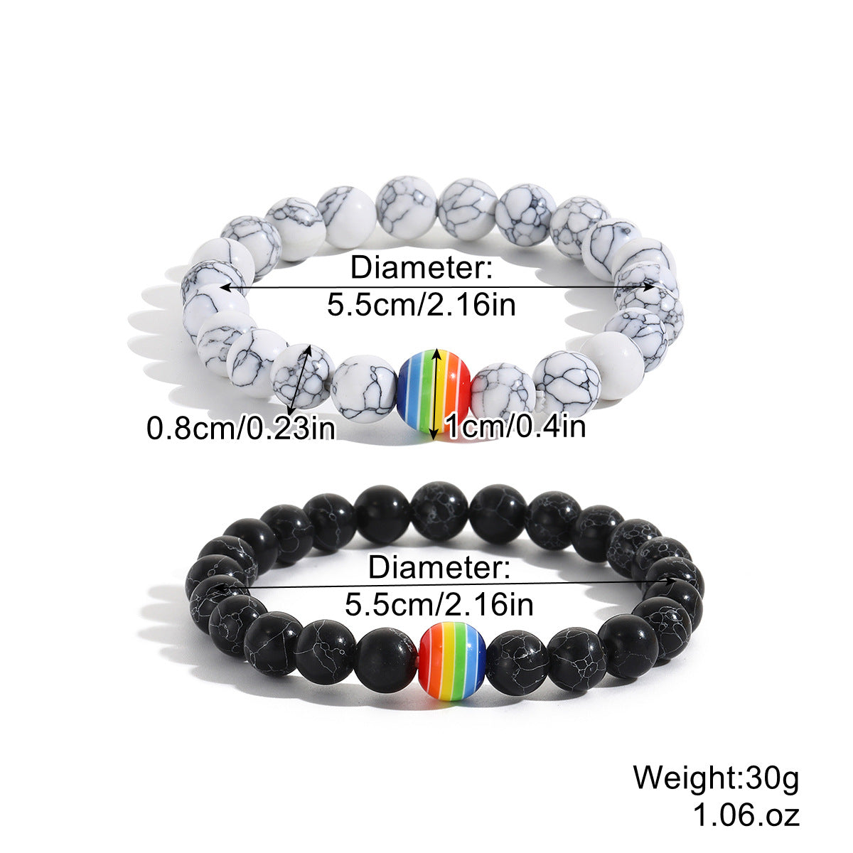 Couples Rainbow Bracelet Set