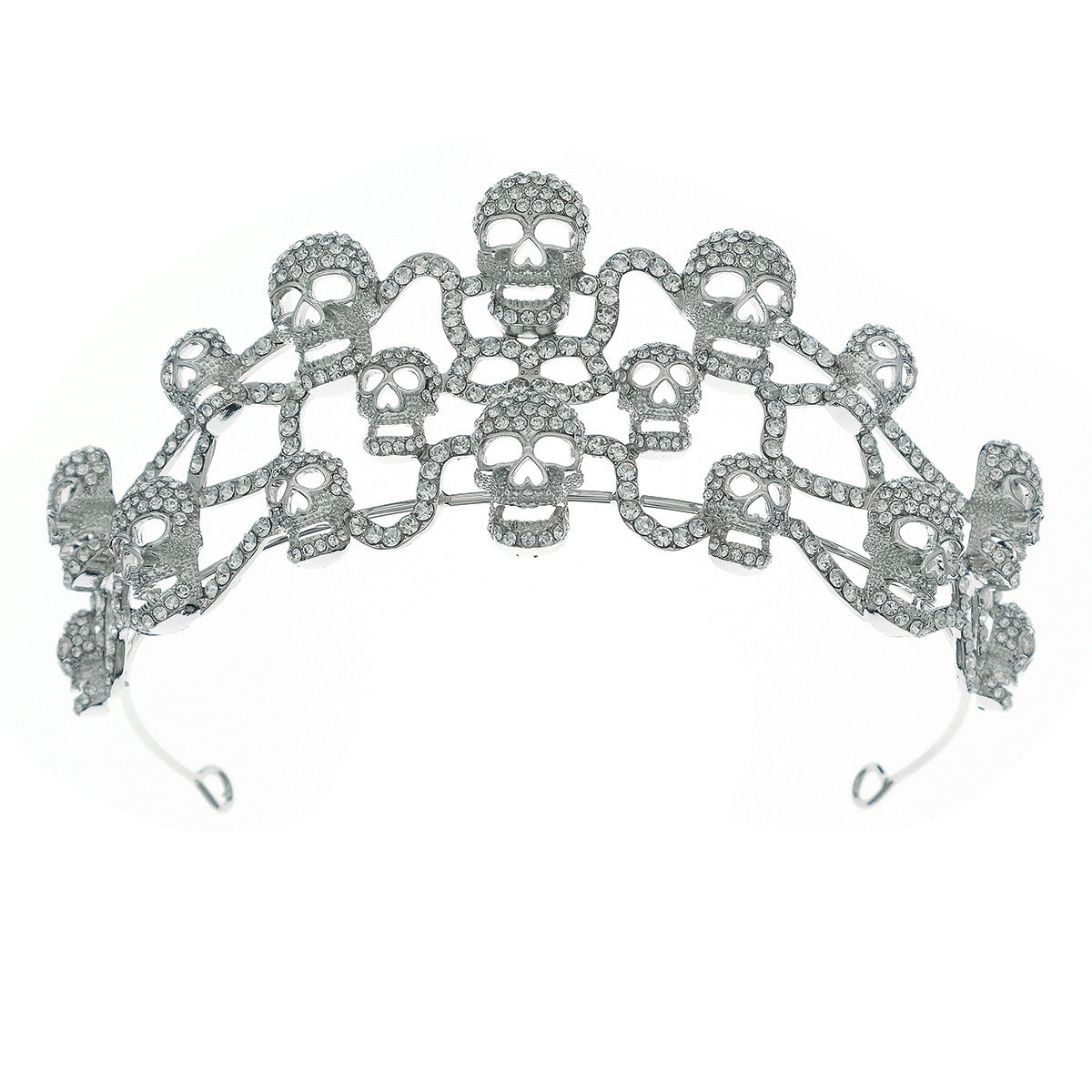 European And American Halloween Party Rhinestone Alloy Crown Dark Skull Crown Jewelry