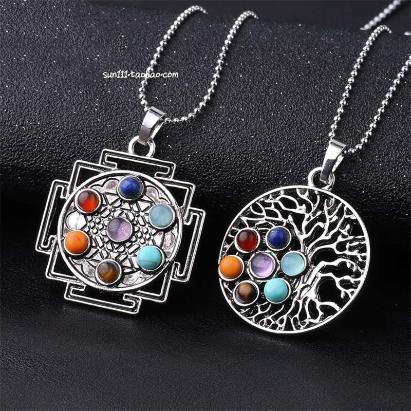 Yoga Totem Colorful Crystal Stone Couple Lucky Tree