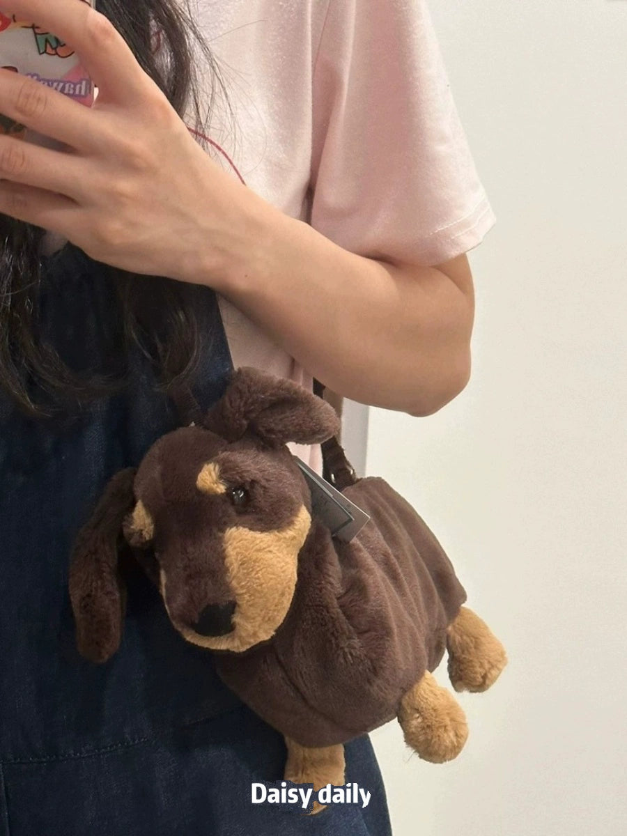 Cute Stuffed Sausage Dog Doll Crossbody Bag