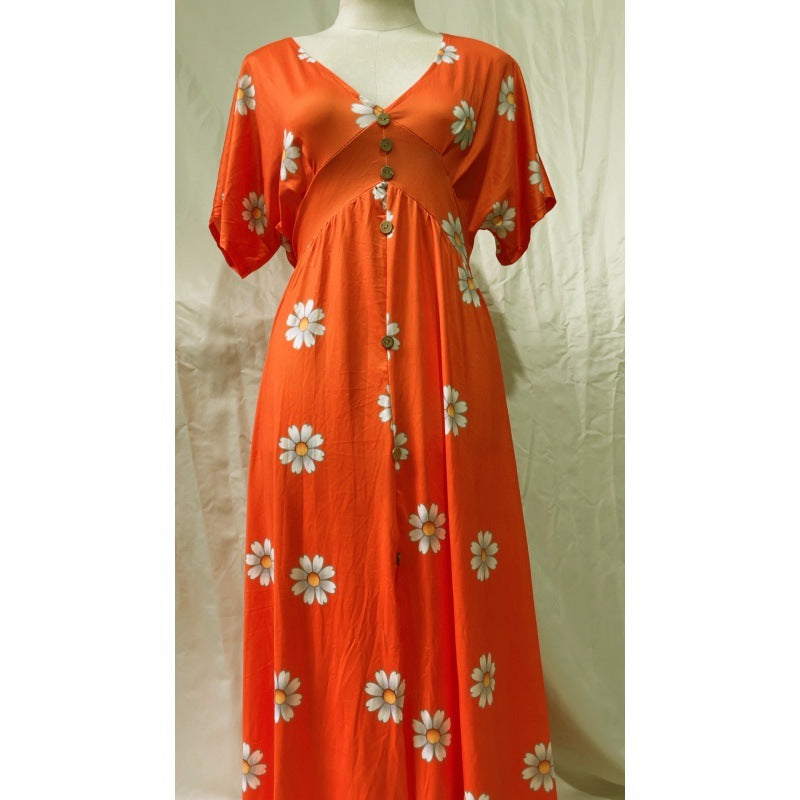 Bright and Breezy Boho Daisy Flower Mid-length Dress