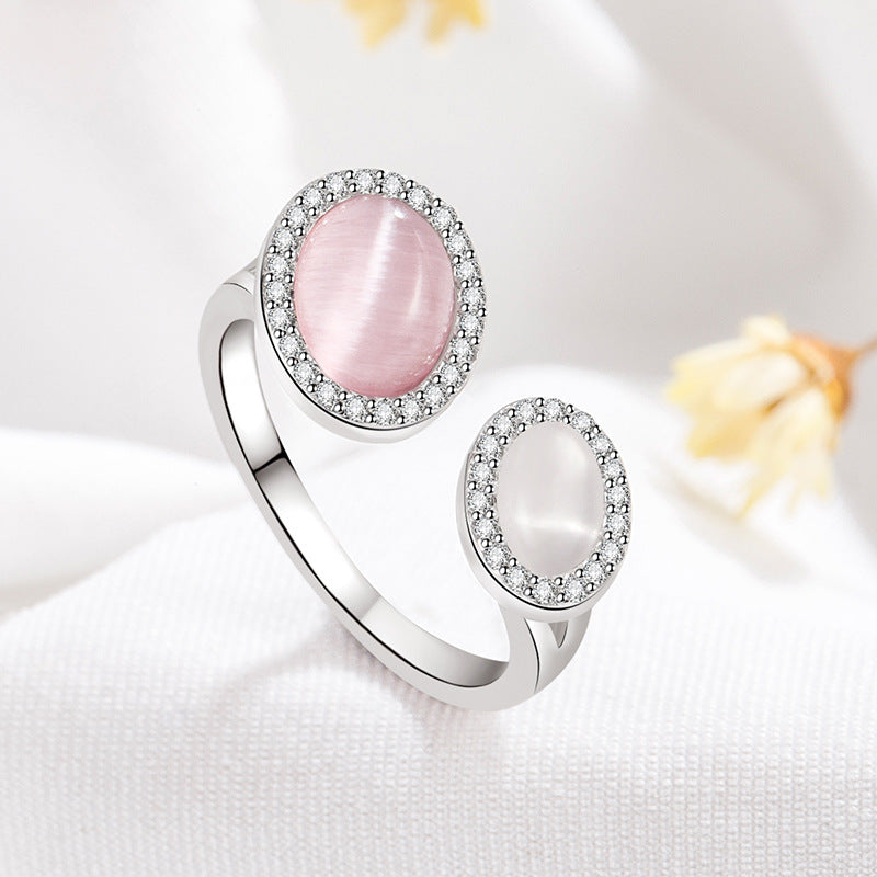 Pink And White Stone Open Fashion Ring