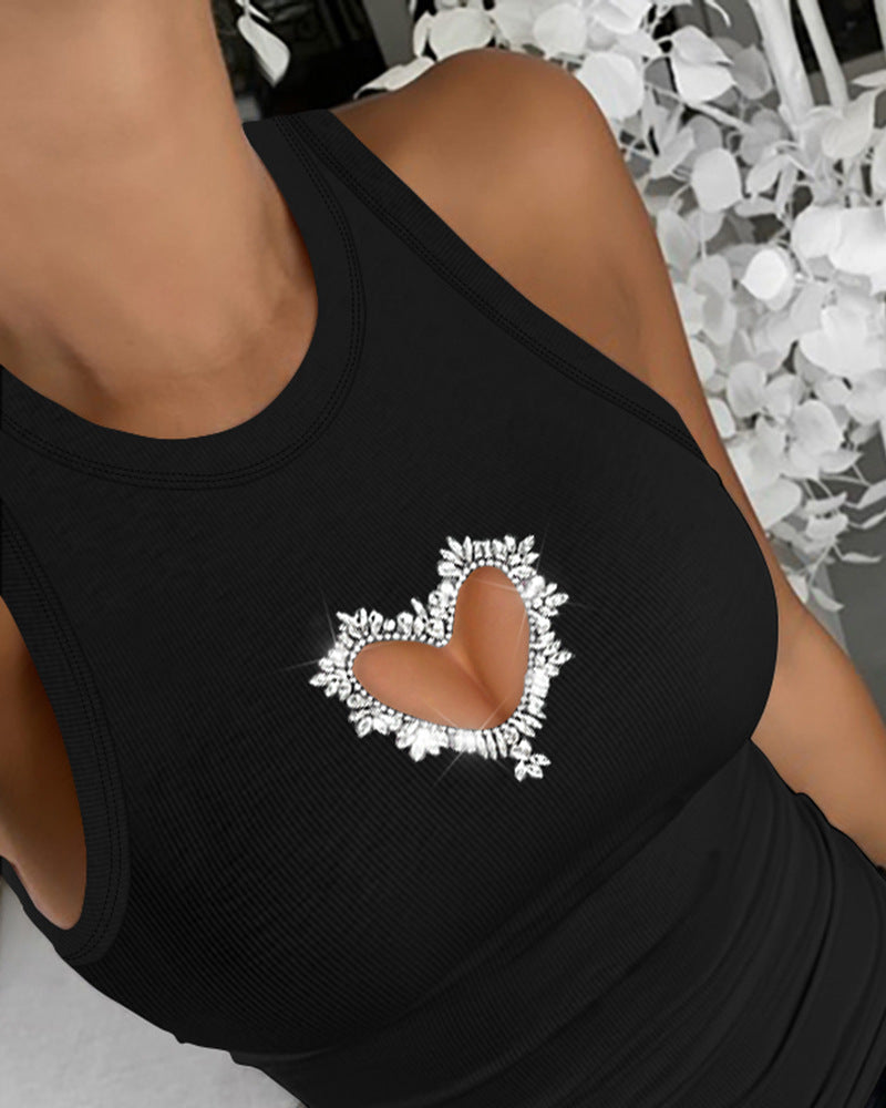 Hollowed Heart Shaped Box Sleeveless Top