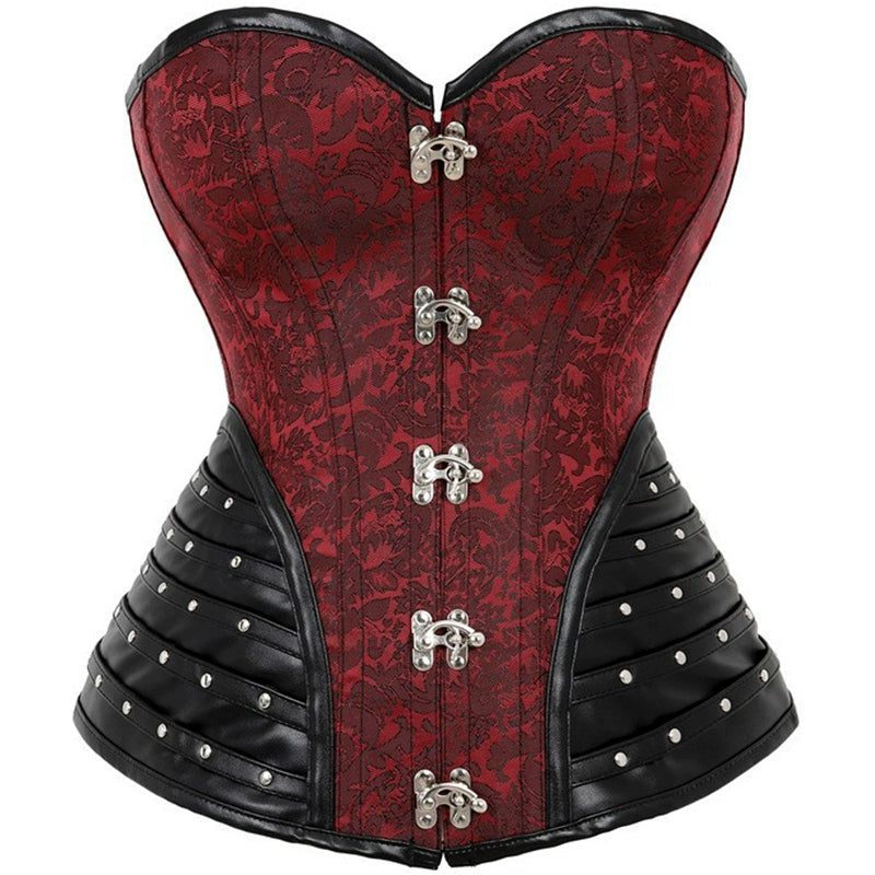 Lace-Up Front Clasp Corset: Sexy Design with PU Leather and Rivet Accents