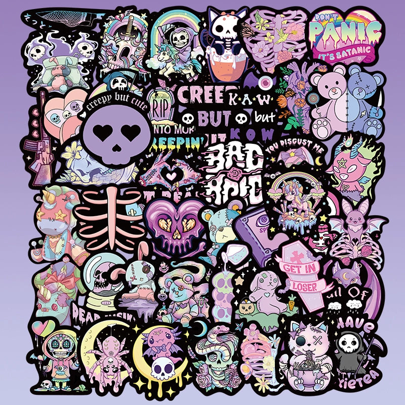 Cartoon Pastel Goth Style Graffiti Waterproof Stickers iPad Computer Case Thermos Cup Phone Case Stickers