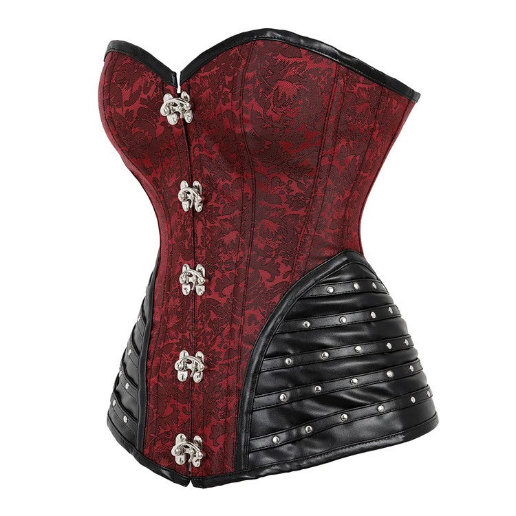 Lace-Up Front Clasp Corset: Sexy Design with PU Leather and Rivet Accents