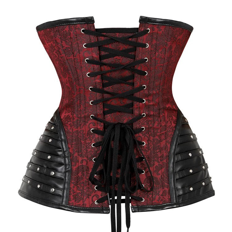 Lace-Up Front Clasp Corset: Sexy Design with PU Leather and Rivet Accents