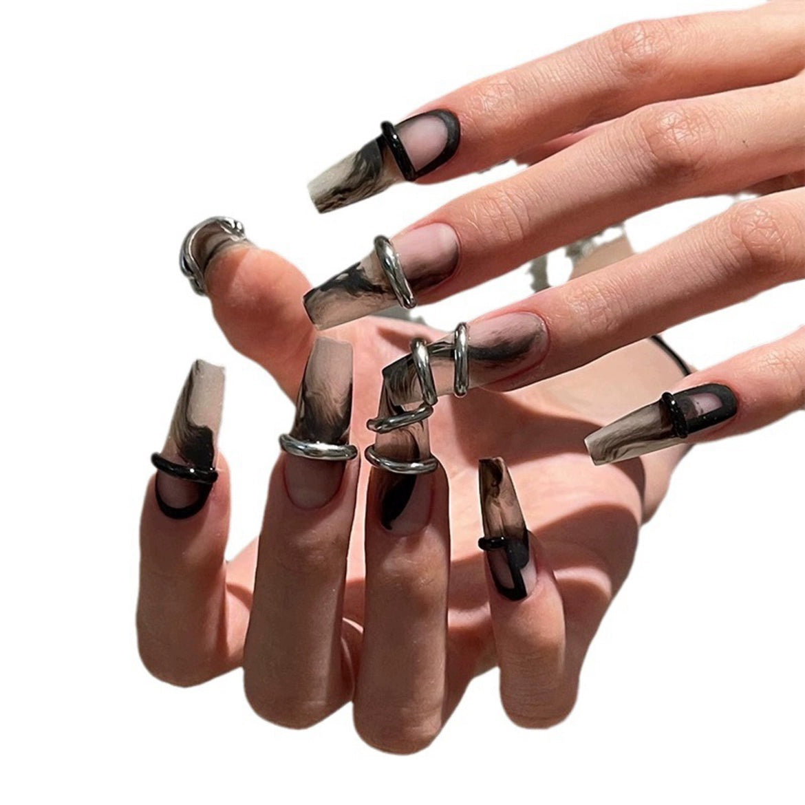 Dark Ink Smoke Vine Reusable Nail Set