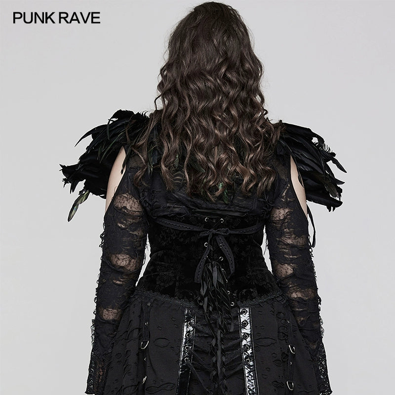 PUNK RAVE Plus Size Printed Hollow Retro Corset Style Waist - All-Matching Accessories