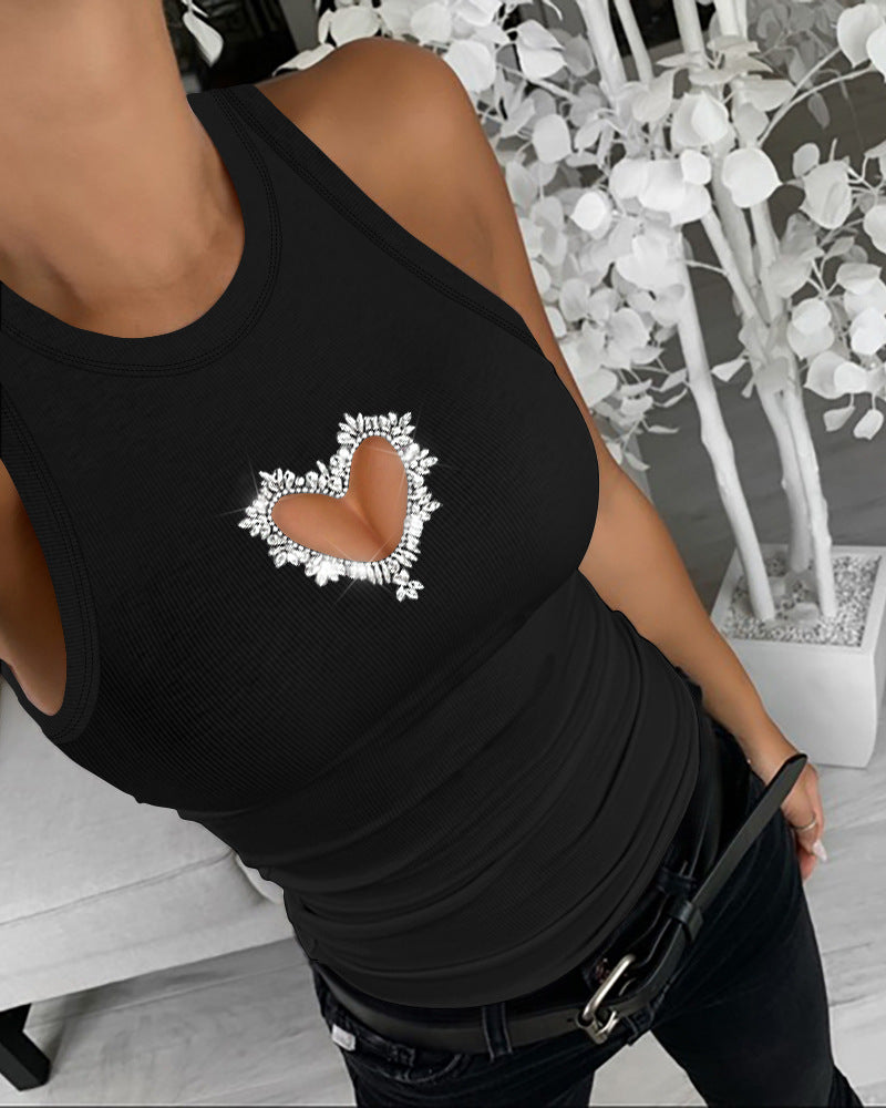 Hollowed Heart Shaped Box Sleeveless Top