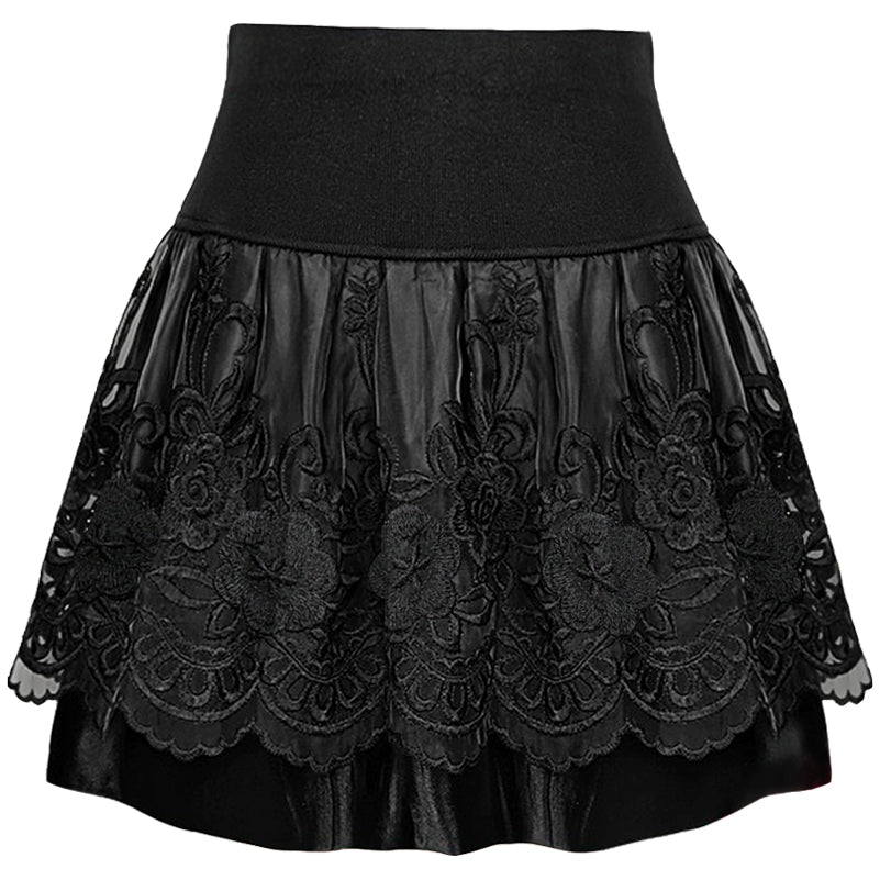 Organza Black Women's Autumn and Winter High Waist Figure Flattering Puffy Skirt