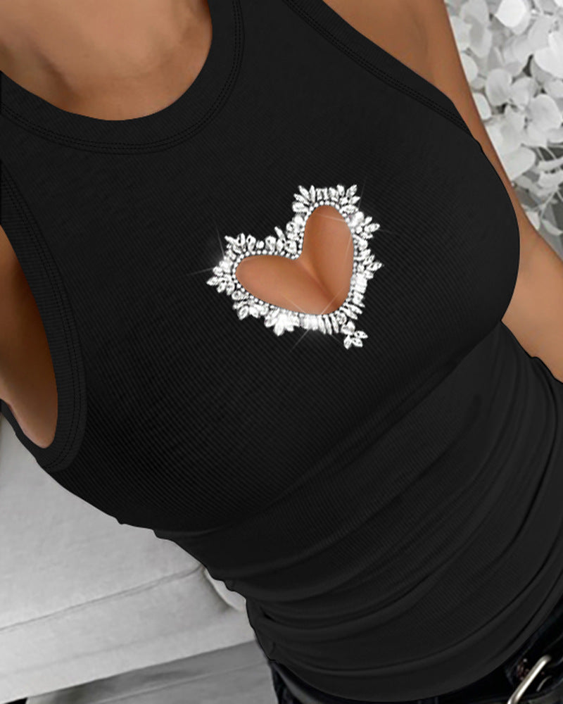 Hollowed Heart Shaped Box Sleeveless Top