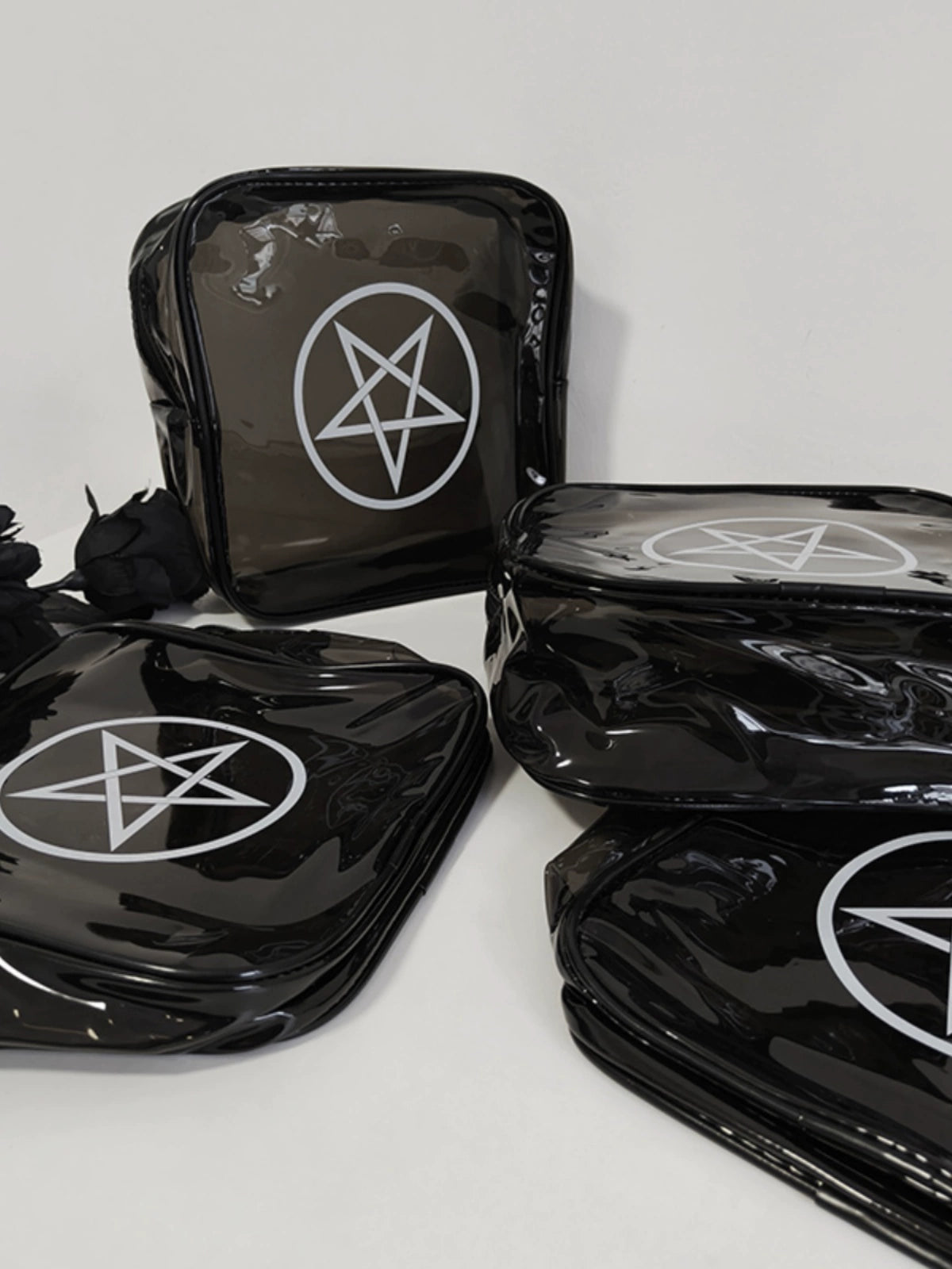 Bad Blood Dark Series Gothic Cosmetic Bag - Five-Pointed Star Design, Halloween Satan Witch Wind THALO Theme, for Stationery and Cosmetics