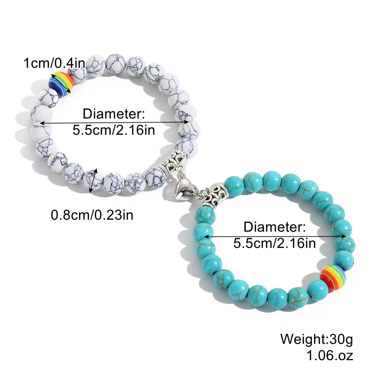 Couples Rainbow Bracelet Set