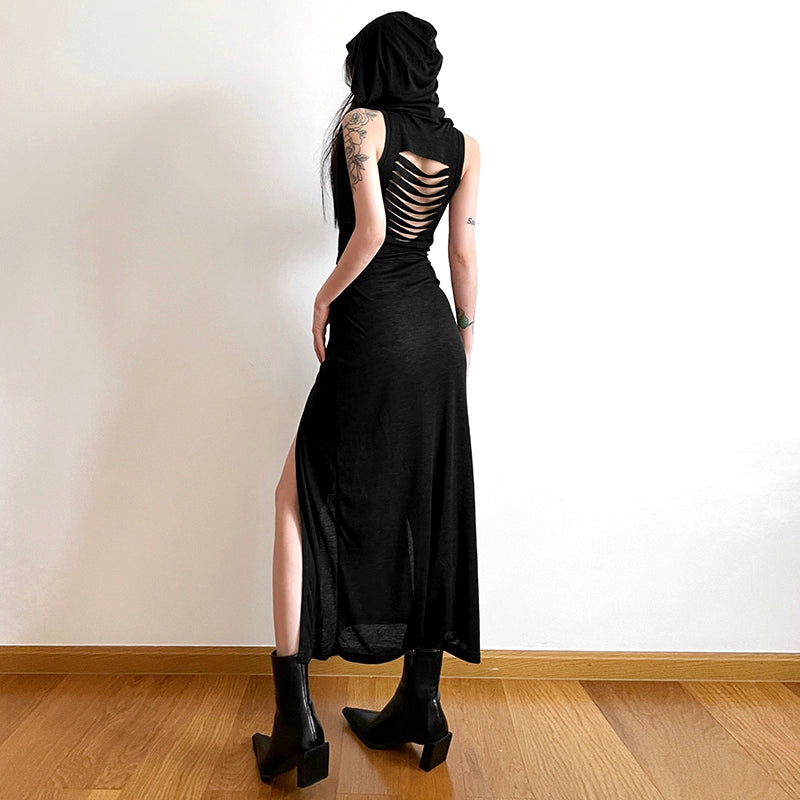 Elegant Slim-Fit Sleeveless Midi Dress With Double High Slits