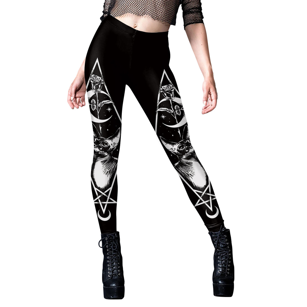 Women's Gothic Style Graphic Printed Slim Fit Active Leggings