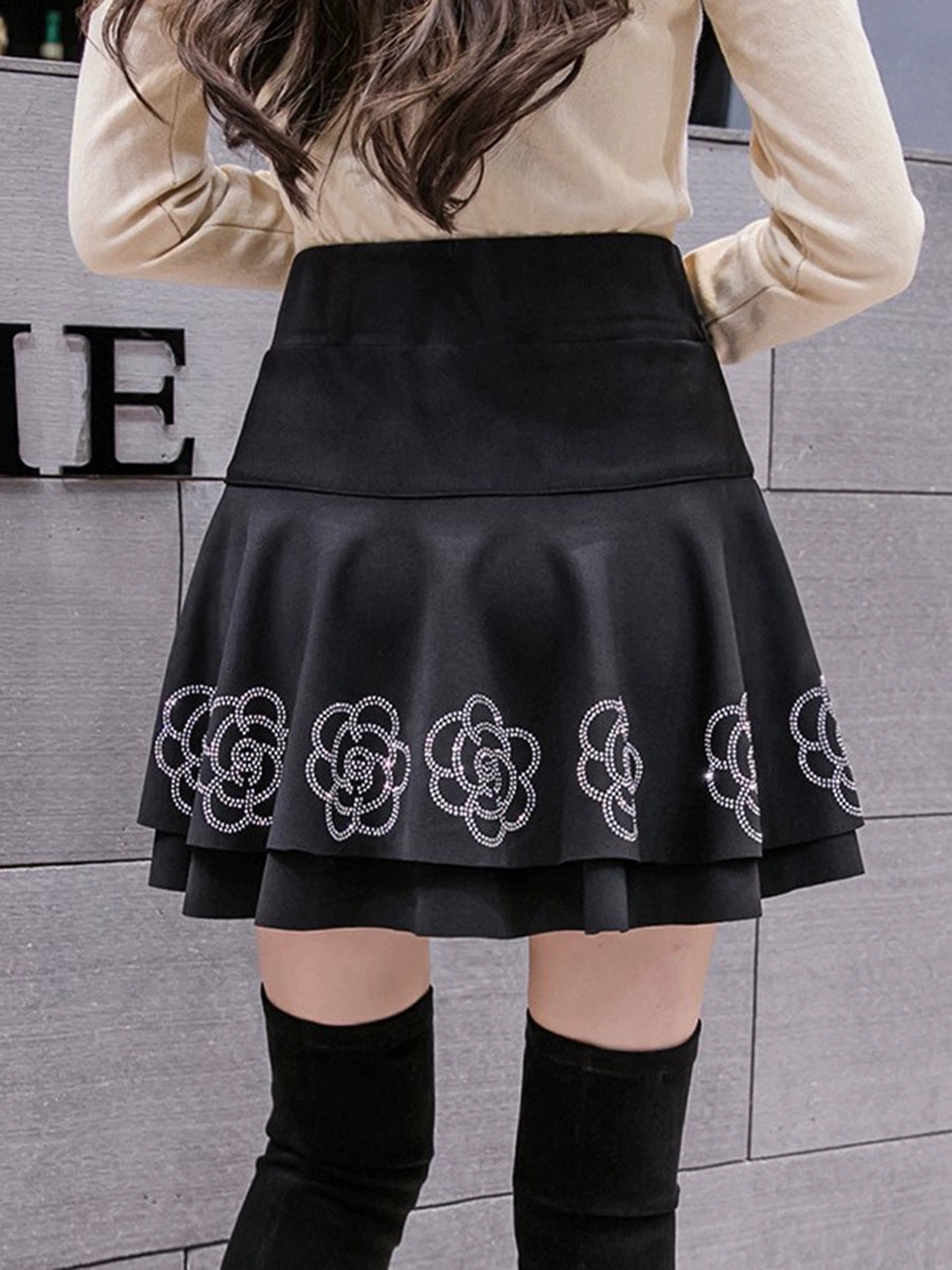 Fashion Spring New High Waist Slim Looking Hot Drilling Cake Dress