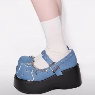 Women's Star Punk Chunky Mary Jane Style Platform Shoes