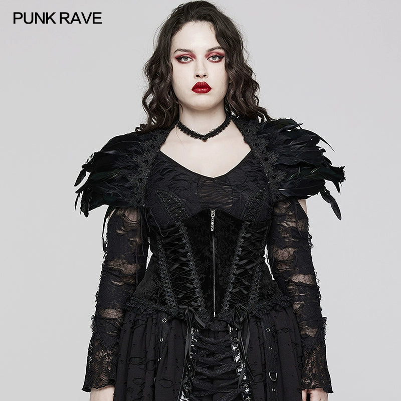 PUNK RAVE Plus Size Printed Hollow Retro Corset Style Waist - All-Matching Accessories