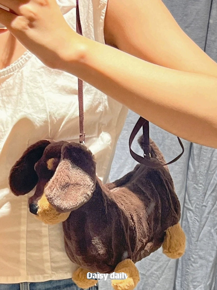 Cute Stuffed Sausage Dog Doll Crossbody Bag