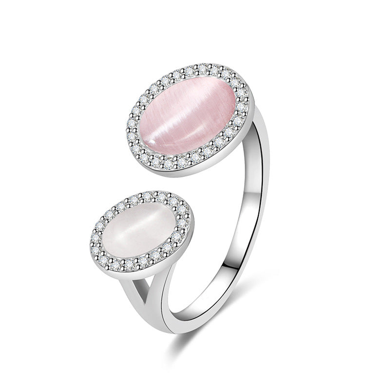 Pink And White Stone Open Fashion Ring