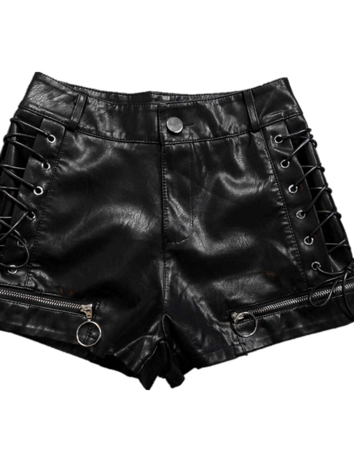 Spring and Autumn Fashion PU Leather High Waist A- line Slimming Hot Pants