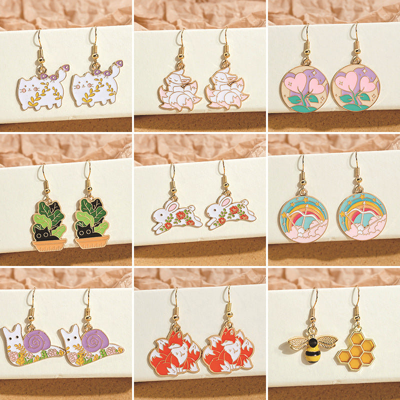 Cartoon Minimalist Cute Girl Ear Hook Sweet Earrings Special-interest Design