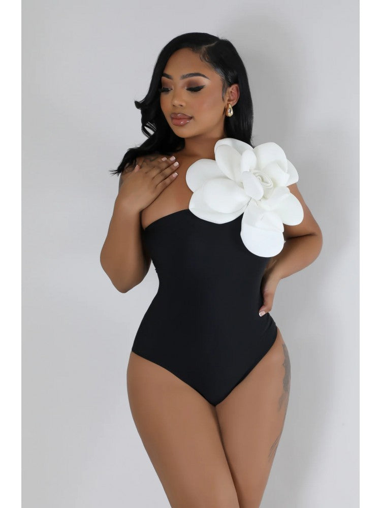 Sexy Contrast Color 3D Flowers Strapless Bodysuits