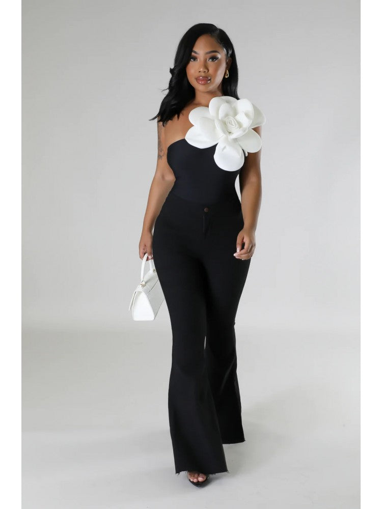 Sexy Contrast Color 3D Flowers Strapless Bodysuits